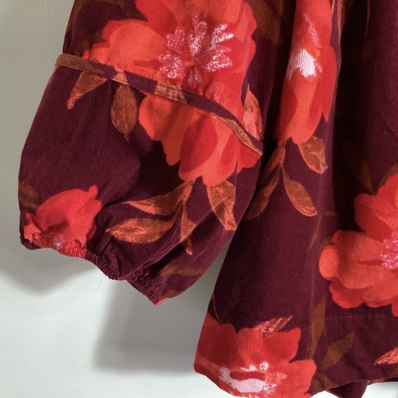 Sonoma Corduroy Puff Sleeve Peasant Top 2X Boho Prairie Western Cottagecore - Picture 12 of 16